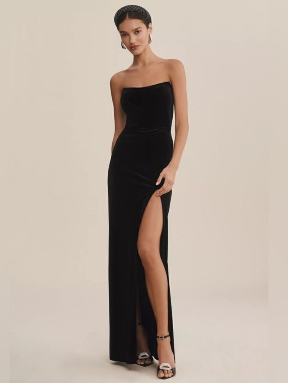 Jenny Yoo Dress Cassandra Maxi Strapless in Black Velvet